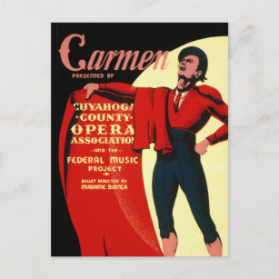 Vintage WPA Federal Music Project Opera Carmen Postcard