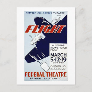 Vintage WPA Federal Theatre Project Flight Postcard