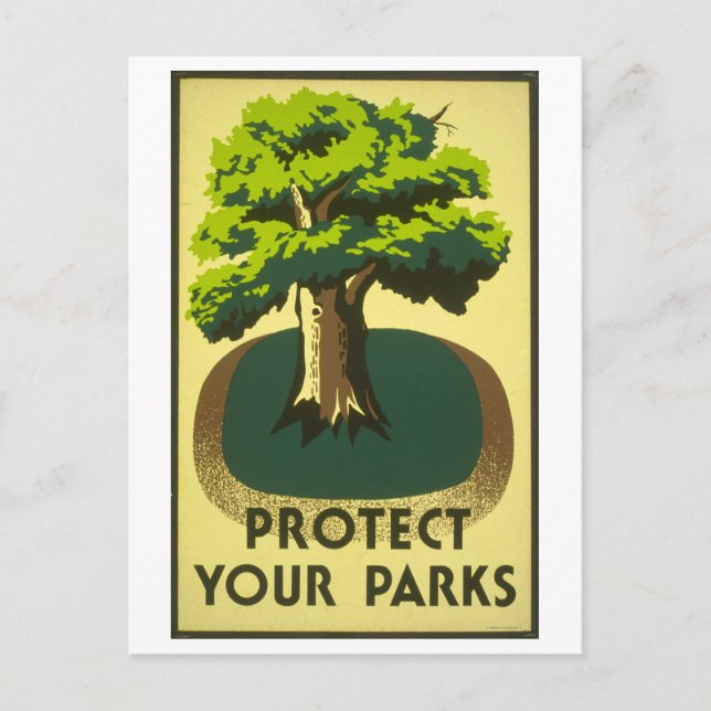 Vintage WPA Poster "Protect Your Parks" Postcard (Front)