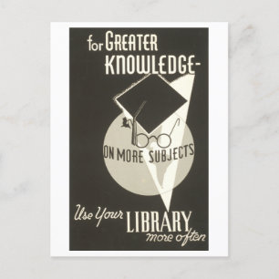 Vintage WPA Poster "Use Your LIbrary More Often" Postcard