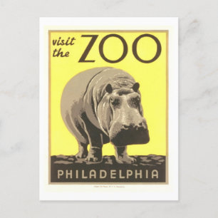 Vintage WPA Poster Visit the Zoo Philadelphia Postcard