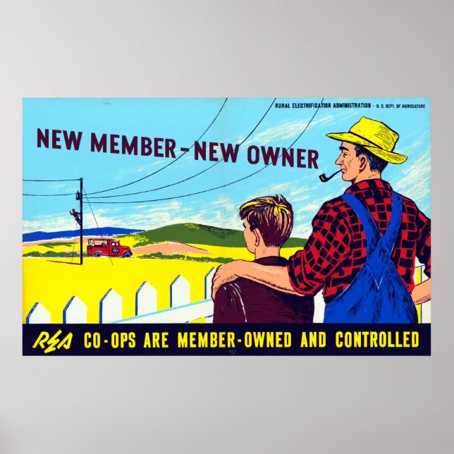 Vintage WPA Rural Electrification Act Farm Poster (Front)