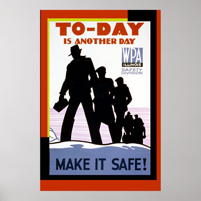 Vintage WPA Work Safety Poster Print (Front)