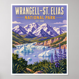 Vintage Wrangell St Elias National Park Travel Poster