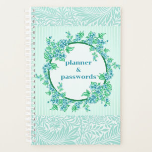 Vintage Wreath Blue Green Password Book / Planner