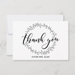 Vintage Wreath Flat Thank You Card