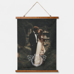 Vintage Wreath Monogram Wedding Photo Memory Hanging Tapestry