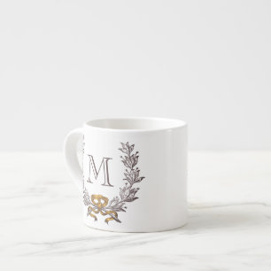Vintage Wreath Personalized Monogram Initial Espresso Cup