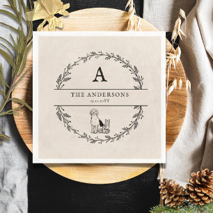 Vintage Wreath Wedding Personalized Monogram  Napkin