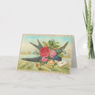 Vintage Wren Birthday Card