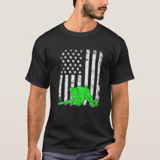 Vintage Wrestling American Flag St Patrick's Day S T-Shirt