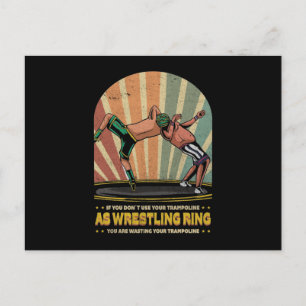 Vintage Wrestling Ring Trampoline Show Fight Event Postcard