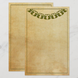 Vintage Writing Paper with Green Garland