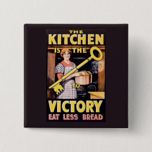 Vintage WW1 Food Rationing Kitchen 2 Inch Square Button