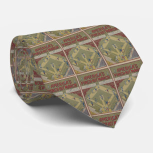 Vintage WWI Baseball Game Cartoon (1919) Tie