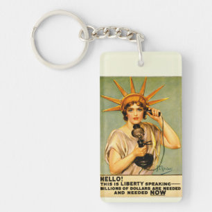 Vintage WWI Hello This Is Liberty Speaking Poster Keychain
