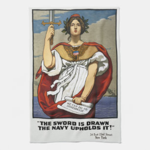 Vintage WWI Navy Recruitment Poster Kenyon Cox Art Kitchen Towel