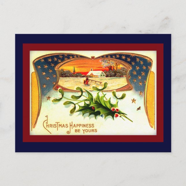 Vintage WWI Patriotic Christmas Postcard (Front)
