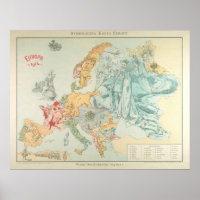 Vintage WWI Political Cartoon Map of Europe (1915)