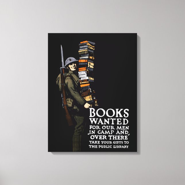 Vintage WWI Poster - Books Wanted Canvas Print (Front)