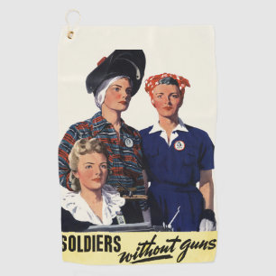 Vintage WWII Soldiers Without Guns Feminist Art Golf Towel