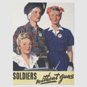 Vintage WWII Soldiers Without Guns Feminist Art Tissue Paper