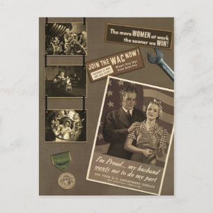 Vintage "WWII Woman" Scrapbook Postcard