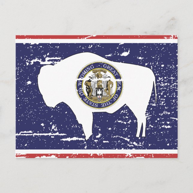 Vintage WYOMING Flag Postcard (Front)