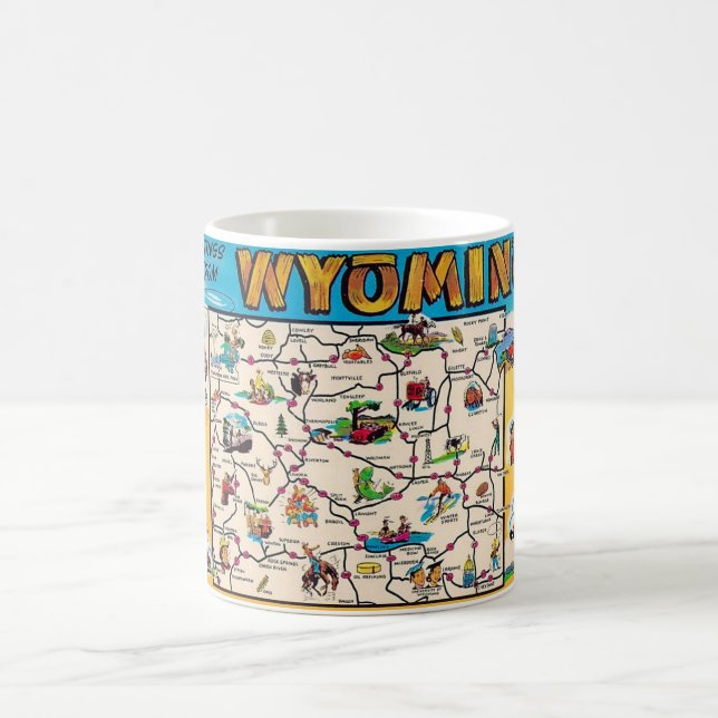 Vintage Wyoming Map Mug (Center)