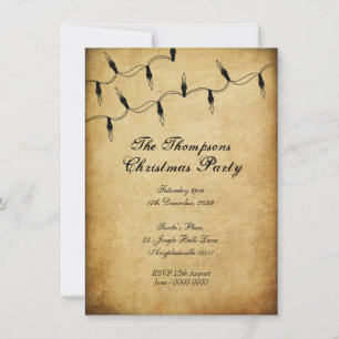 Vintage Xmas Christmas Tree Fairy Lights Party Invitation