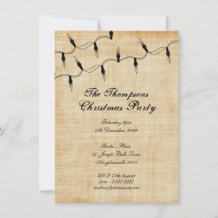 Vintage Xmas Christmas Tree Fairy Lights Party Invitation