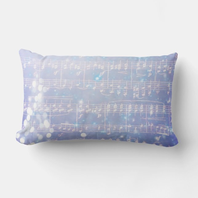 Vintage Xmas Music Background - Blue Lumbar Pillow (Front)