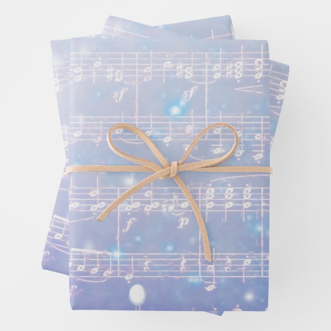 Vintage Xmas Music Background - Blue Wrapping Paper Sheet (In situ)