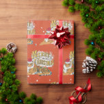 Vintage Xmas Tiger & Merry Christmas Wrapping Paper<br><div class="desc">A beautiful "Merry Christmas" personalized luxury gold and orange Christmas tiger wrapping paper design. An ideal custom name gift wrap for someone special this Christmas.</div>