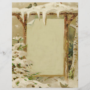 Vintage Xmas Yard Scene Letterhead