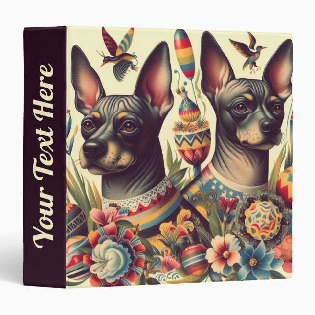 Vintage Xoloitzcuintle Illustration Binder (Front/Spine)