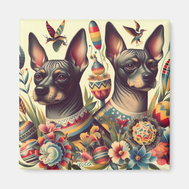 Vintage Xoloitzcuintle Illustration Magnet (Front)