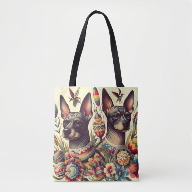 Vintage Xoloitzcuintle Illustration Tote Bag (Front)