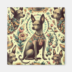 Vintage Xoloitzcuintle Seamless Magnet