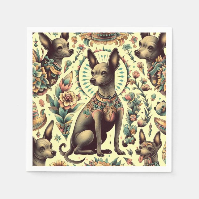 Vintage Xoloitzcuintle Seamless Napkin (Front)
