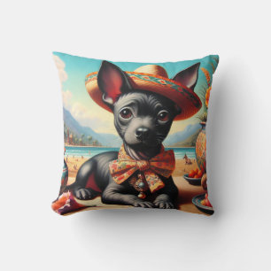 Vintage Xoloitzcuintle Throw Pillow