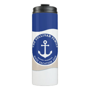 Vintage Yacht Club Navy Nautical Anchor Family Thermal Tumbler