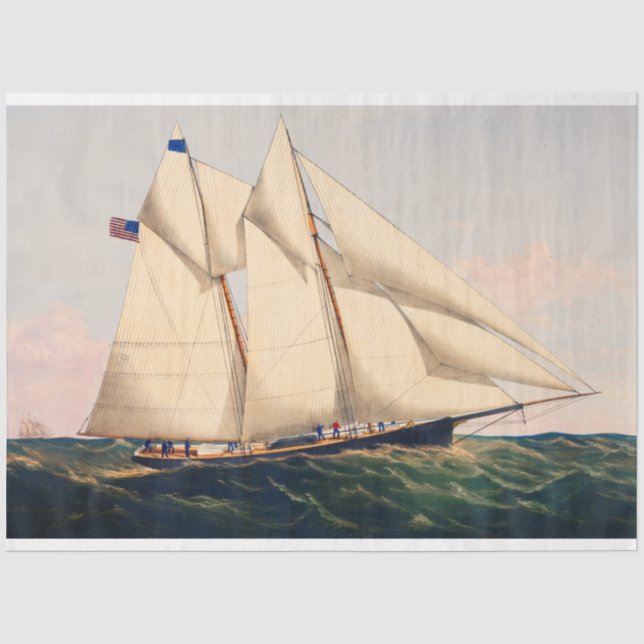 Vintage Yacht Nautical Boat Ship Decoupage Tissue Paper (Front)