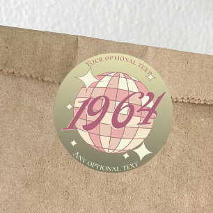 Vintage year 1964 60th birthday retro gold  classic round sticker