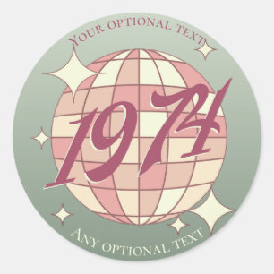 Vintage year 1974 50th birthday anniversary  classic round sticker