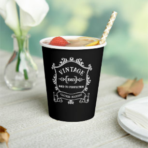 Vintage Year Aged to Perfection Custom Birth Year Paper Cups