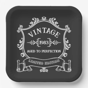 Vintage Year Aged to Perfection Custom Birth Year Paper Plate