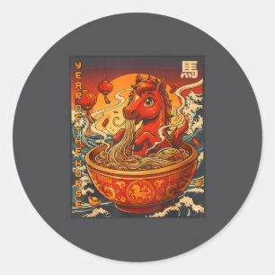 Vintage Year Of The Horse Ramen Chinese Noodles Ne Classic Round Sticker