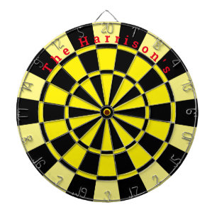 Vintage Yellow and Black with custom text Dartboard