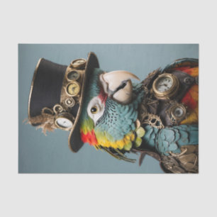 Vintage Yellow and Blue Steampunk Parrot Tissue Paper